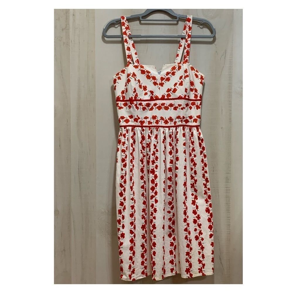R & K Originals Summer Dress W/Poppy Print Size 8 - Picture 1 of 6